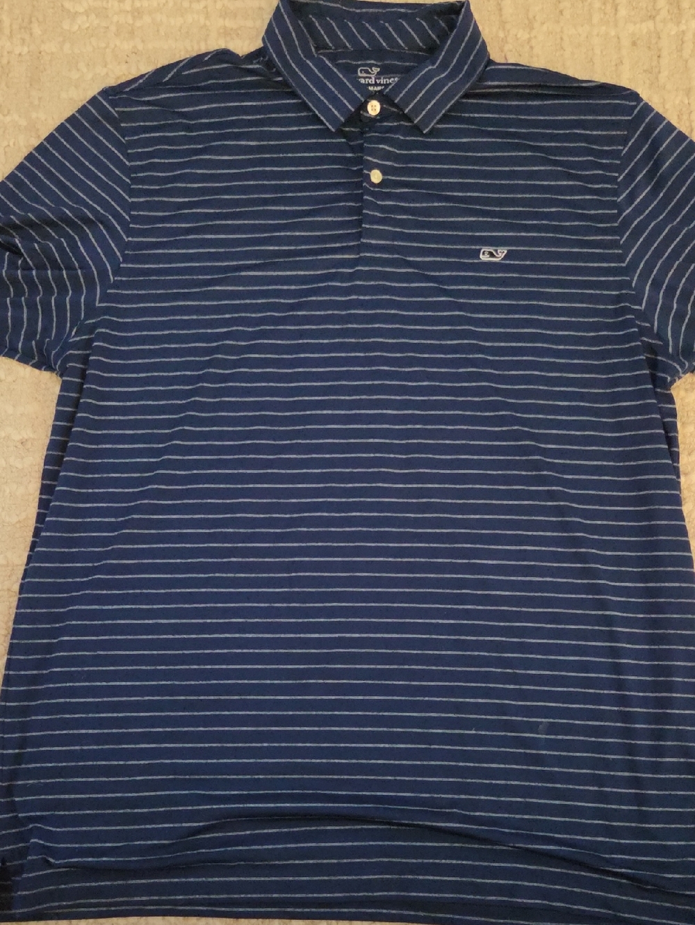 Vineyard Vines Navy Blue Striped Golf Performance Polo, Men's XL